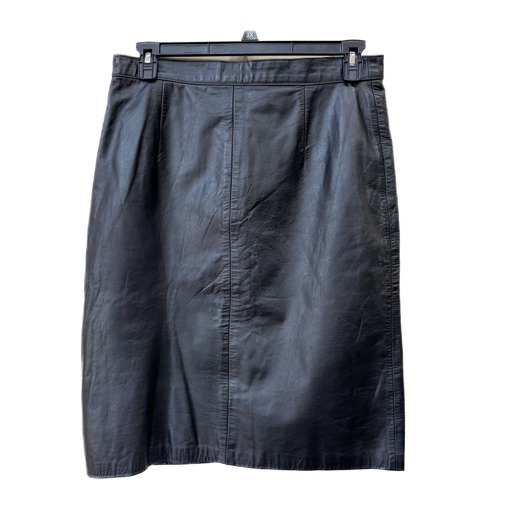 Vintage G-Ill Black Genuine Leather Pencil
Skirt Mid Length Made In USA